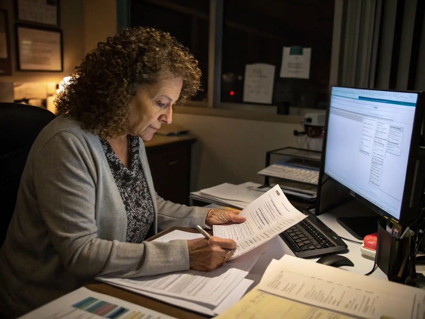 An image of a bookkeeper working on financial statements on a computer, illustrating bookkeeping services.